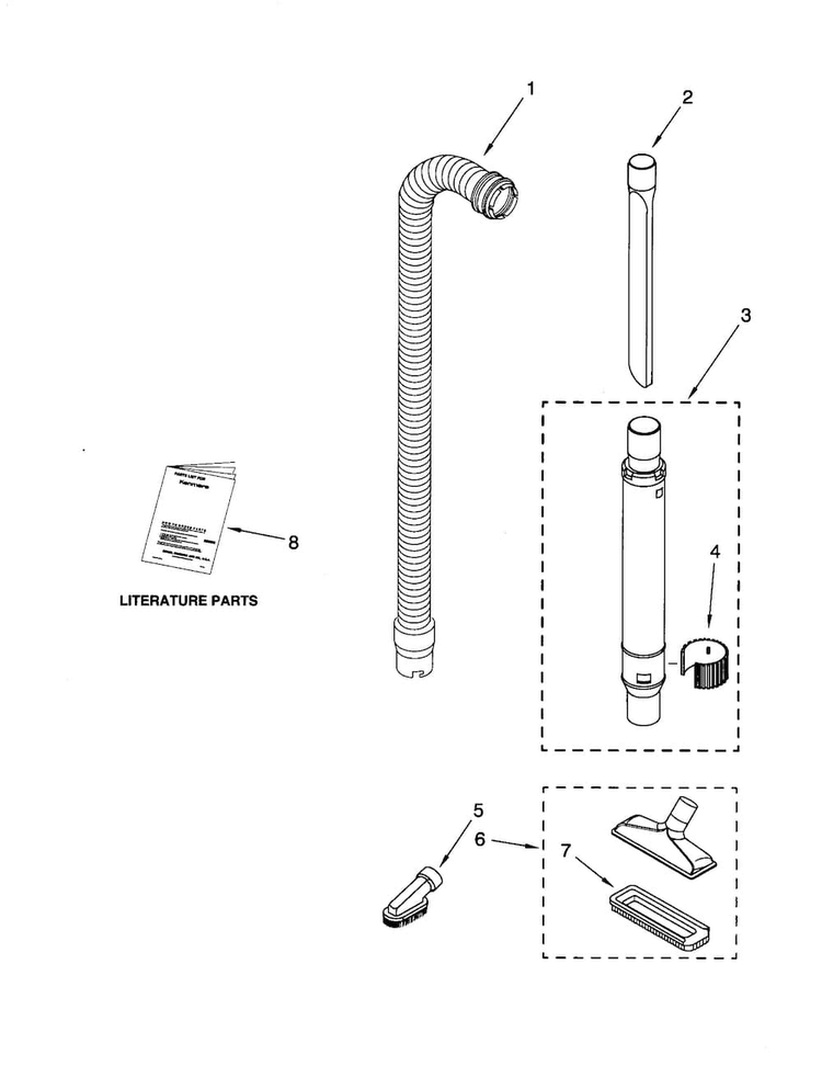 Hose And Attachment Diagram and Parts List for 11630412000  Kenmore Upright Vacuum