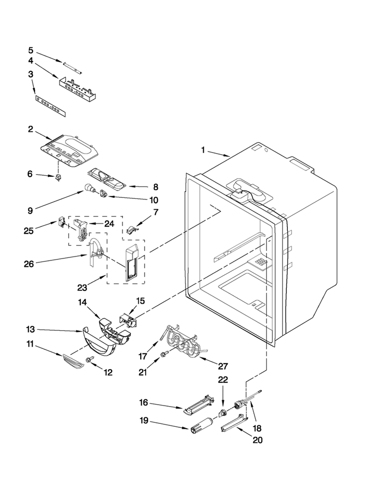 Refrigerator Liner Parts Diagram and Parts List for JFC2290VPY3  Jenn-Air Refrigerator