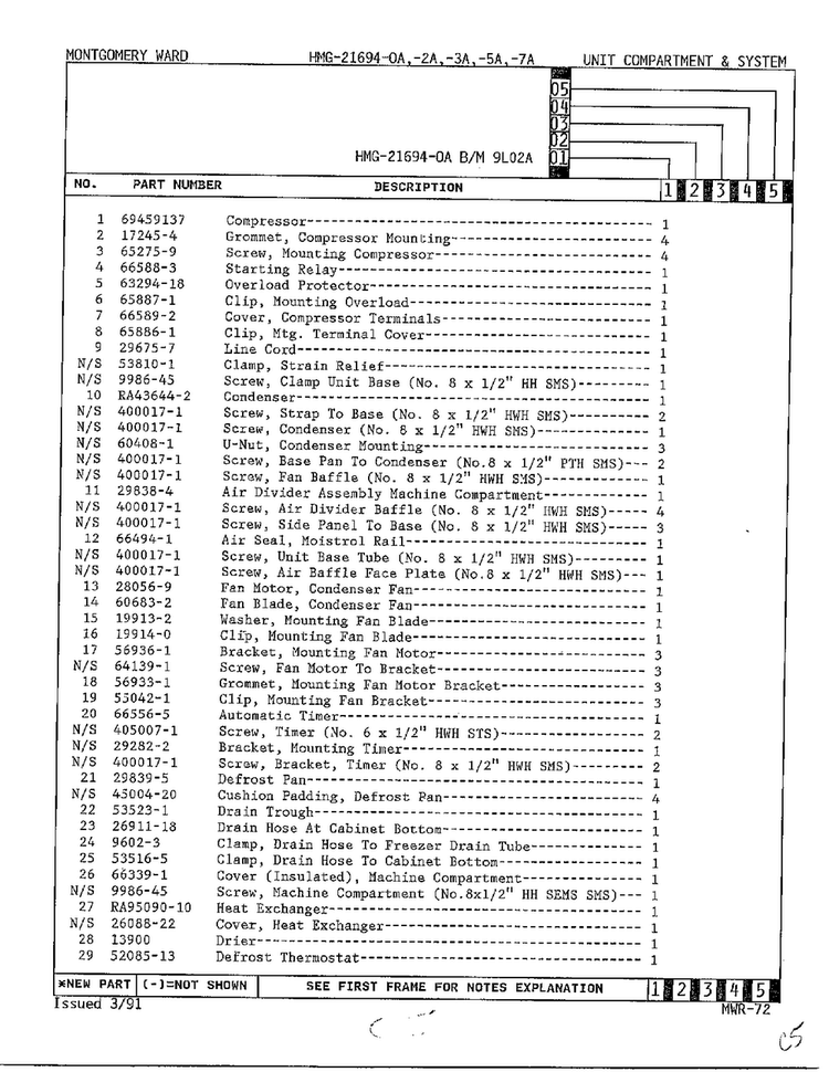 Unit Compartment And System Page 2 Diagram and Parts List for 21694A  Admiral Refrigerator