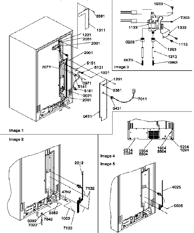 Cabinet Back Diagram and Parts List for SRD325S5E-P1307201WE  Amana Refrigerator