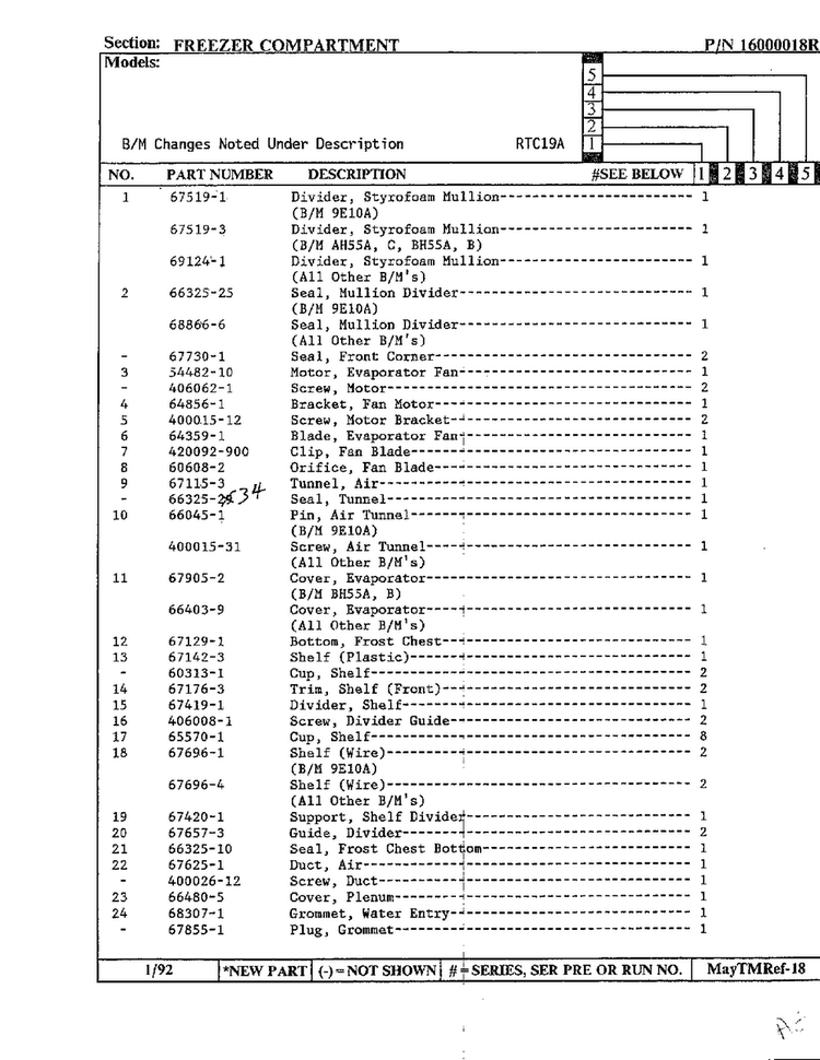 Freezer Compartment Page 2 Diagram and Parts List for 19694  Maytag Refrigerator
