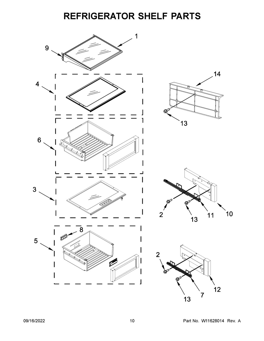 Refrigerator Shelf Parts Diagram and Parts List for JBSFS48NMX00  Jenn-Air Refrigerator
