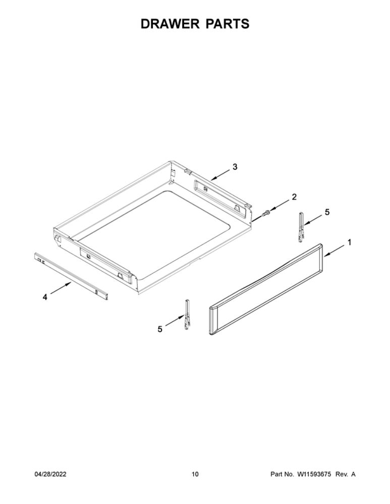 Drawer Parts Diagram and Parts List for YMER8800FZ6  Maytag Range