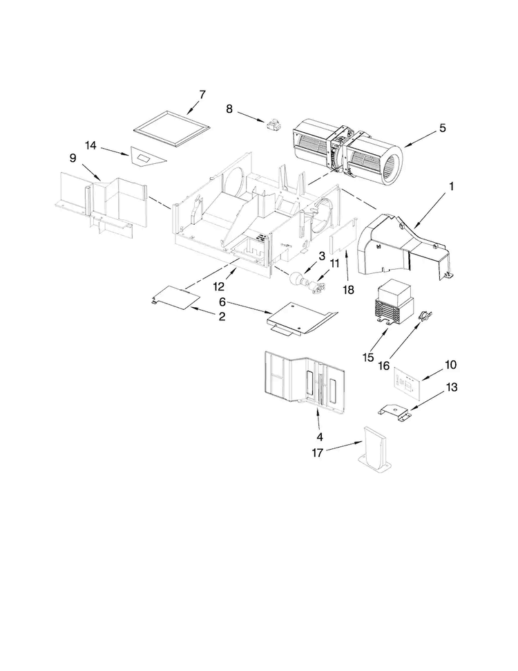 Air Flow Parts Diagram and Parts List for AMV1150VAB0  Amana Microwave