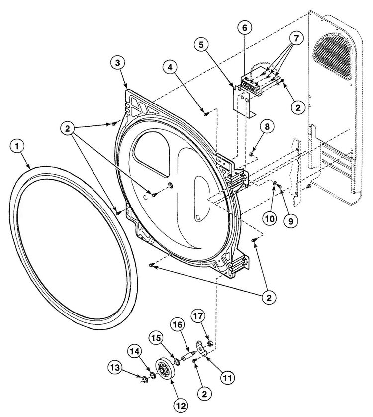 Roller Assy Diagram and Parts List for SSG109LF99L6  Speed Queen Dryer