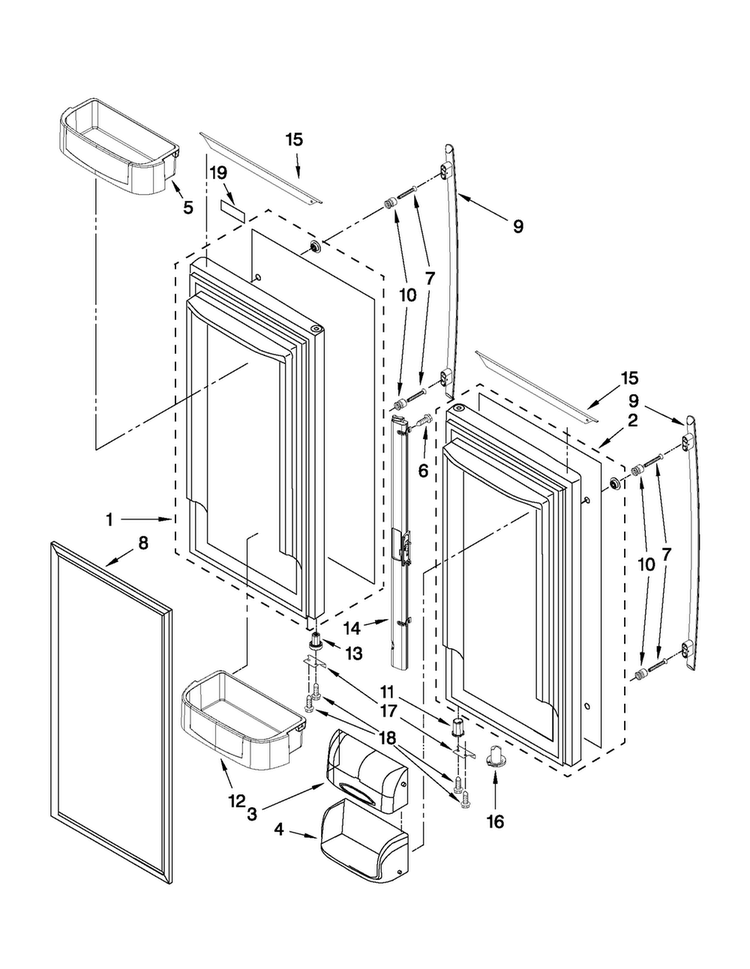 Refrigerator Door Parts Diagram and Parts List for JFC2290VPY3  Jenn-Air Refrigerator