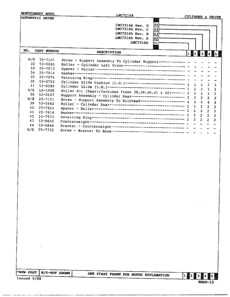 Cylinder/drive Page 3 Diagram and Parts List for 7216A REV D Norge Dryer