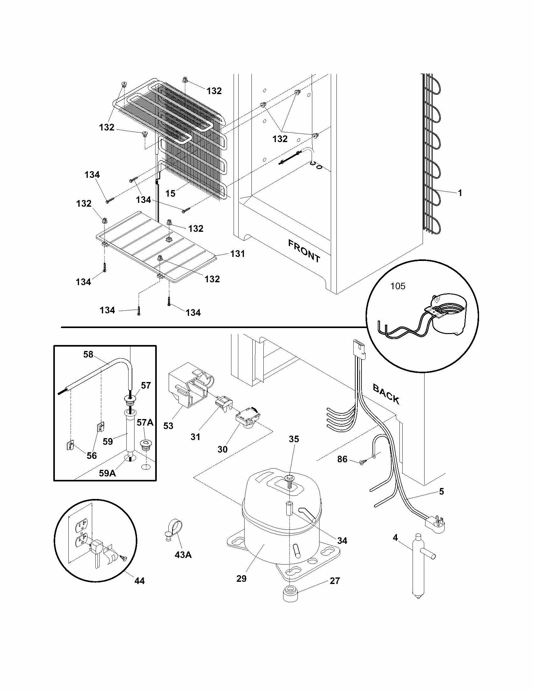 System Diagram and Parts List for FMR12  Crosley Freezer