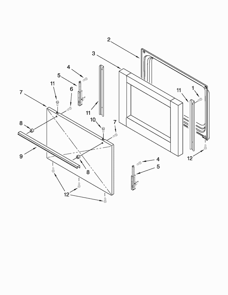 Door Parts Diagram and Parts List for AER3311WAW1  Amana Range