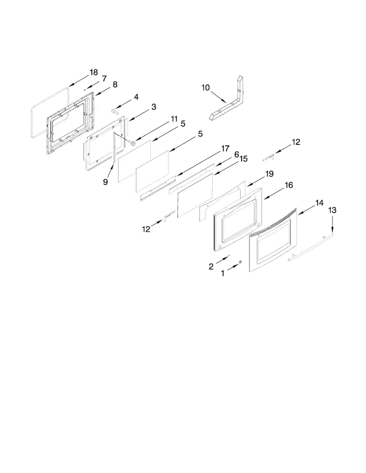 Door Parts Diagram and Parts List for JES9900BAF18  Jenn-Air Range