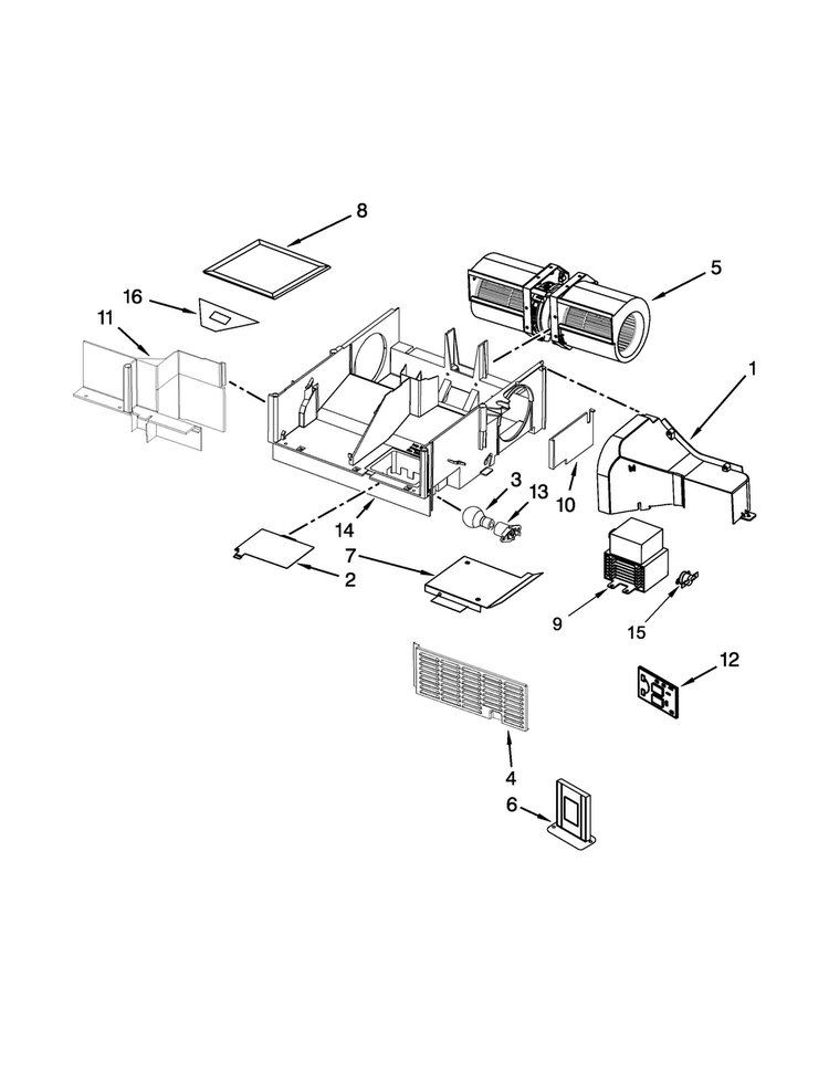Air Flow Parts Diagram and Parts List for MMV1174DH2  Maytag Microwave