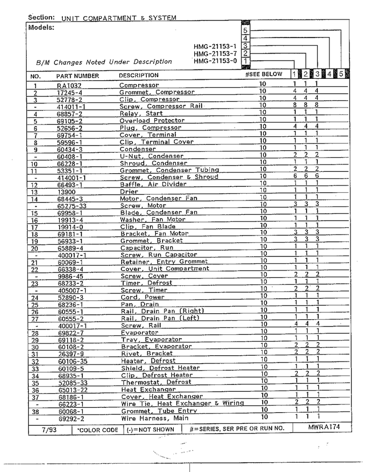 Unit Compartment And System Page 2 Diagram and Parts List for 21153-0B  Admiral Refrigerator