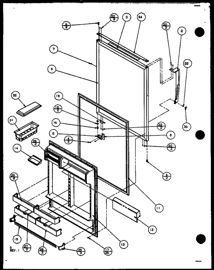 Refregerator Door Diagram and Parts List for 85868L-P1117304WL  Amana Refrigerator