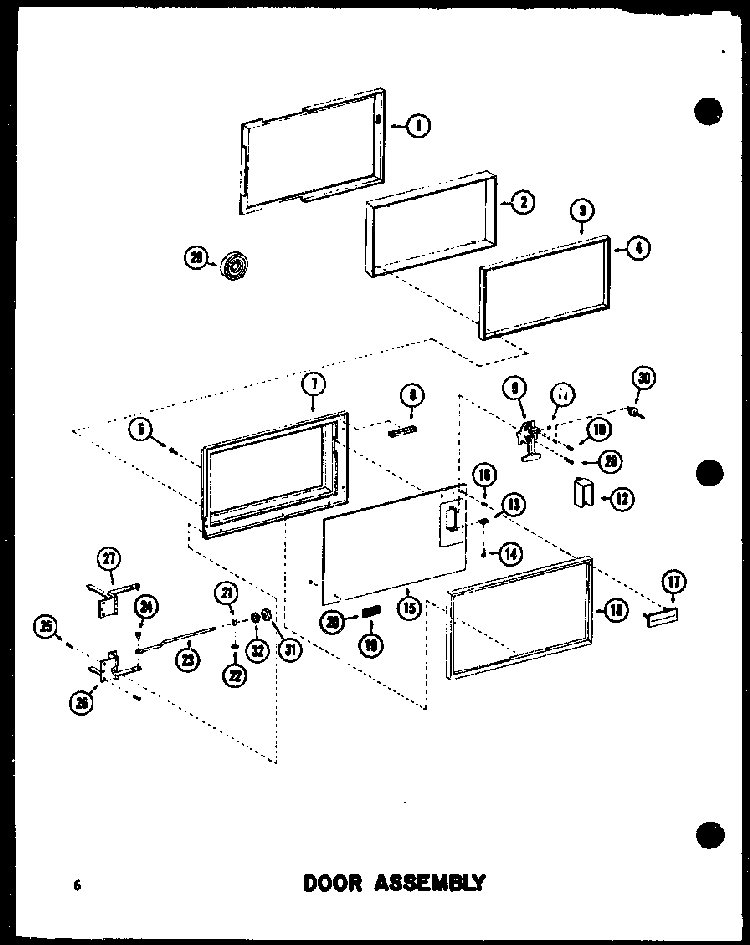 Door Assembly Diagram and Parts List for RC-14S P72649-1M Amana Microwave