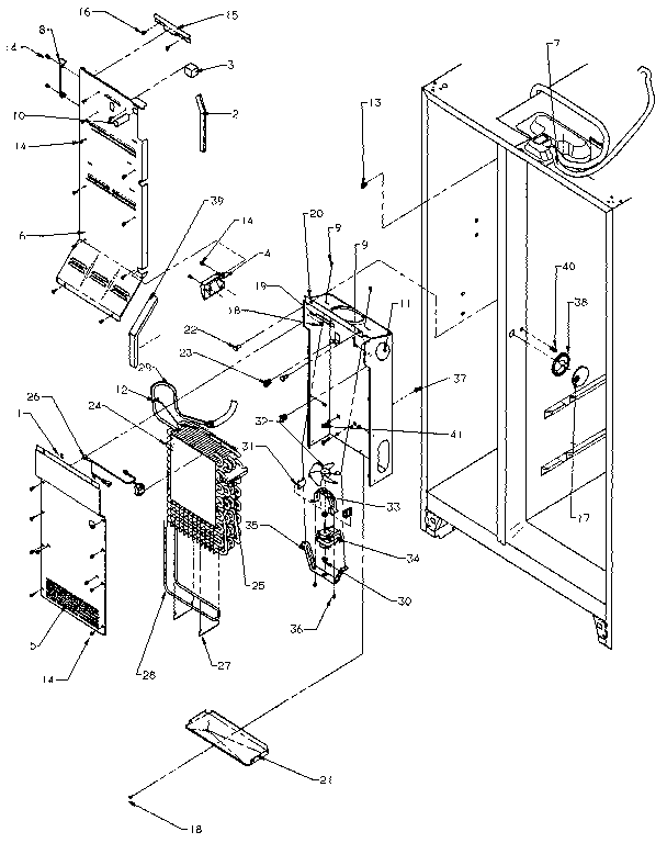 Evaporator And Air Handling Diagram and Parts List for SXD25NP-P1162407W  Amana Refrigerator