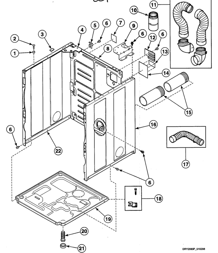 Cabinet Assy Diagram and Parts List for SDEF07QJ1500  Speed Queen Dryer