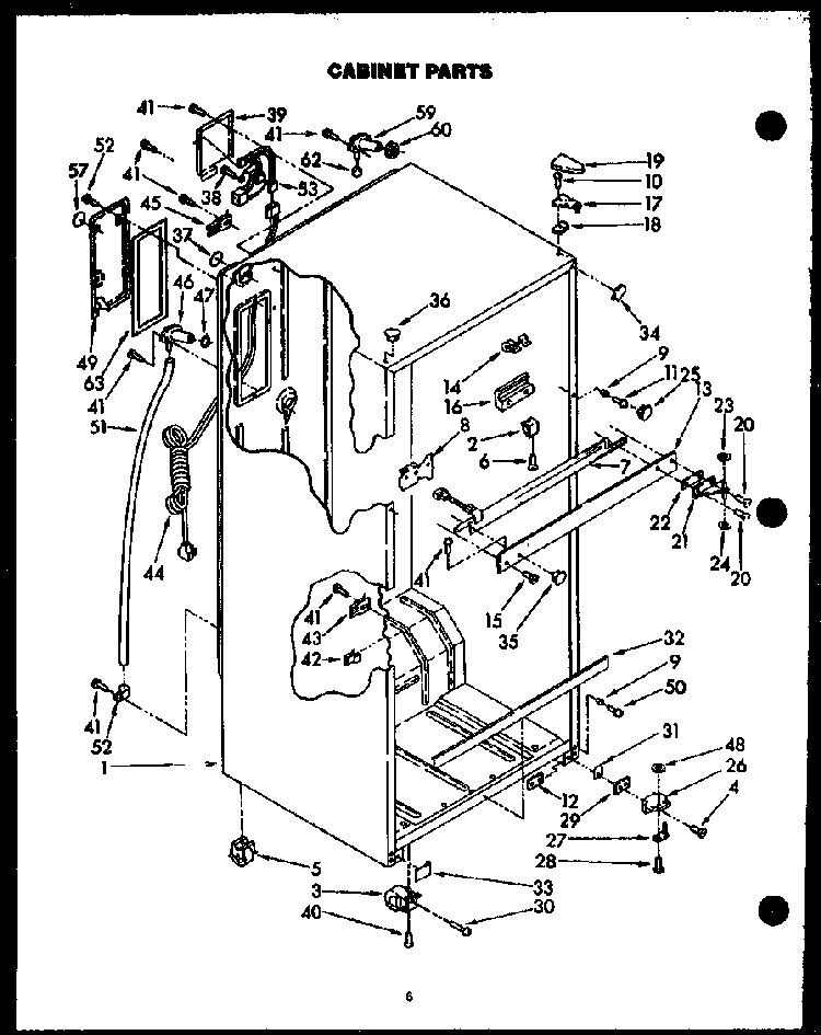 Cabinet Parts Diagram and Parts List for GFS165 MN10 Caloric Refrigerator