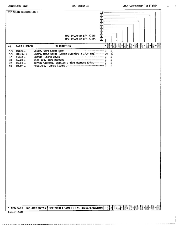 Unit Compartment/system Page 3 Diagram and Parts List for 14070B-0  Admiral Refrigerator