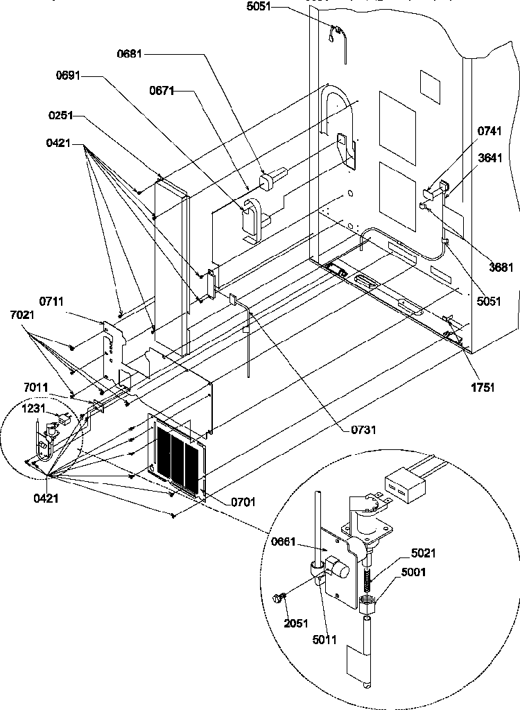 Cabinet Back Diagram and Parts List for BX22S5E-P1196704WE  Amana Refrigerator
