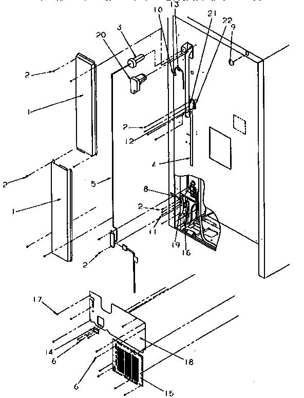 Cabinet Back Diagram and Parts List for TR21S4E-1196104WE  Amana Refrigerator