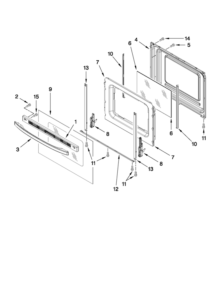 Door Parts Diagram and Parts List for AER5822VAB0  Amana Range