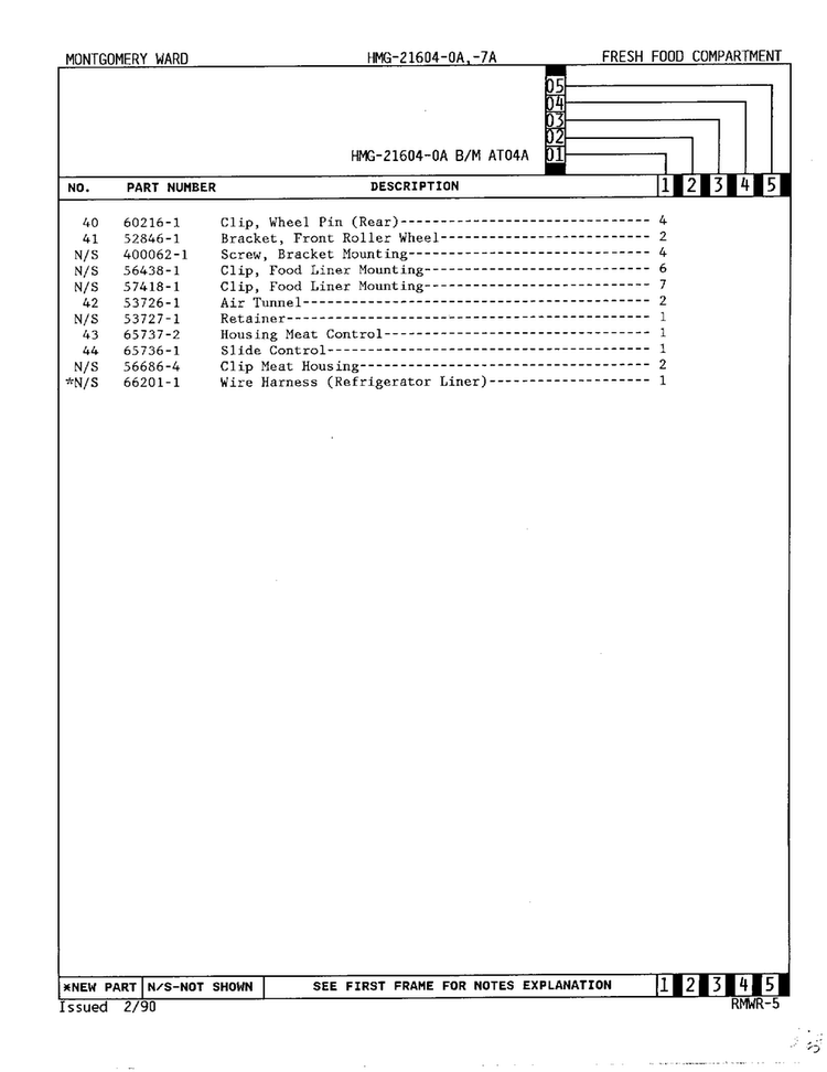 Fresh Food Compartment Page 3 Diagram and Parts List for 21604A  Admiral Refrigerator