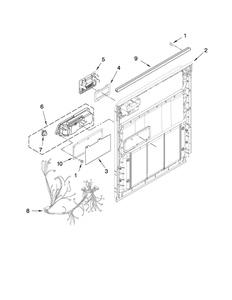 Inner Door Parts Diagram and Parts List for ADB1400AWD4  Amana Dishwasher