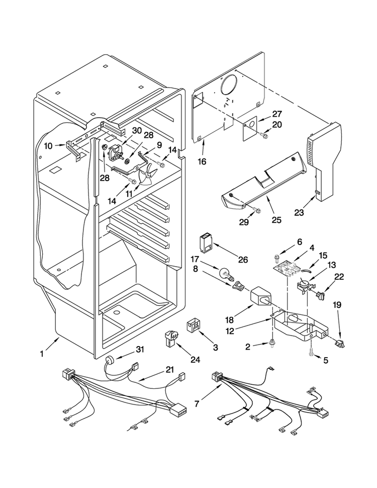 Liner Parts Diagram and Parts List for A8WXNGFWD02  Amana Refrigerator