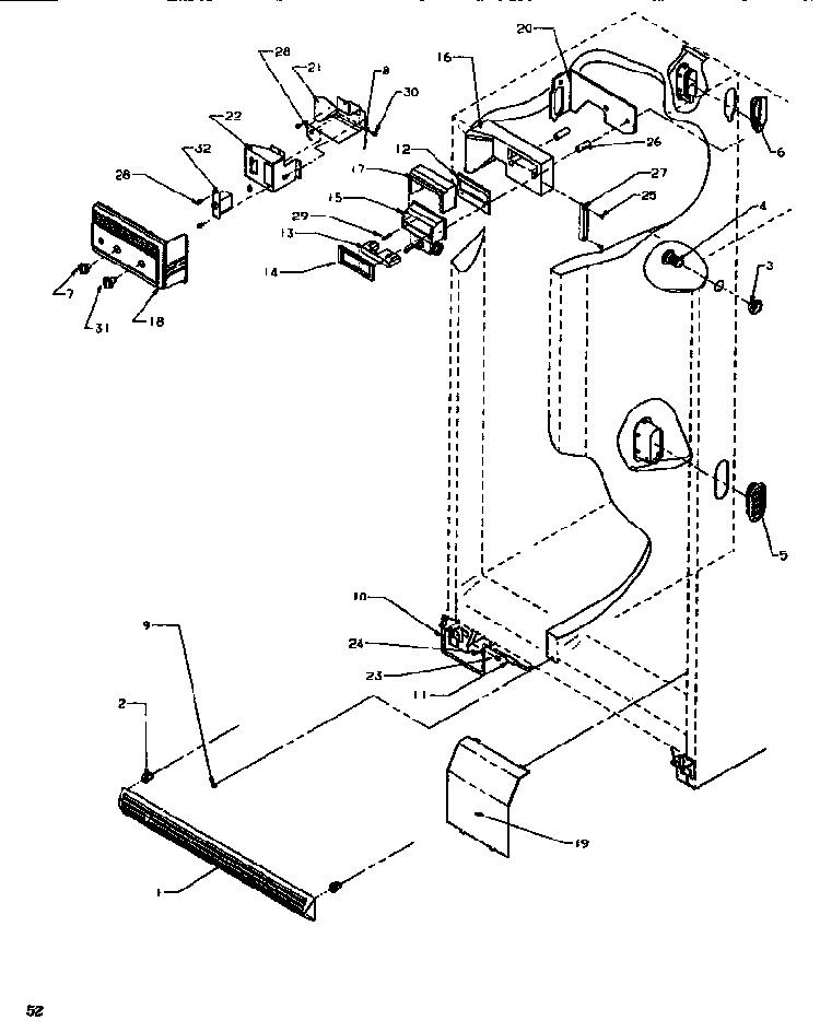 Controls & Cabinet Diagram and Parts List for SSD522SW-P1184702WW  Amana Refrigerator
