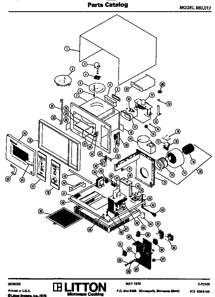 Section 6 Diagram and Parts List for 70 0502 Amana Microwave