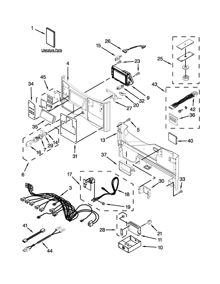 Control Panel Parts Diagram and Parts List for MLE20PRBZW2  Maytag Washer Dryer Combo