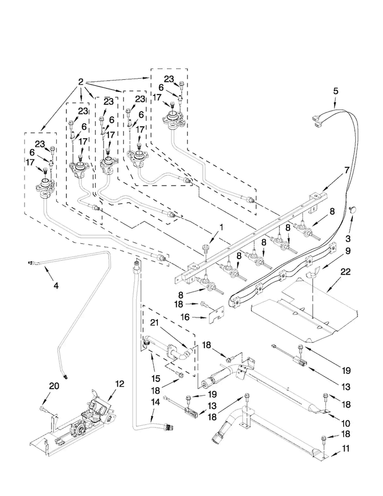 Manifold Parts Diagram and Parts List for MGR8772WB1  Maytag Range