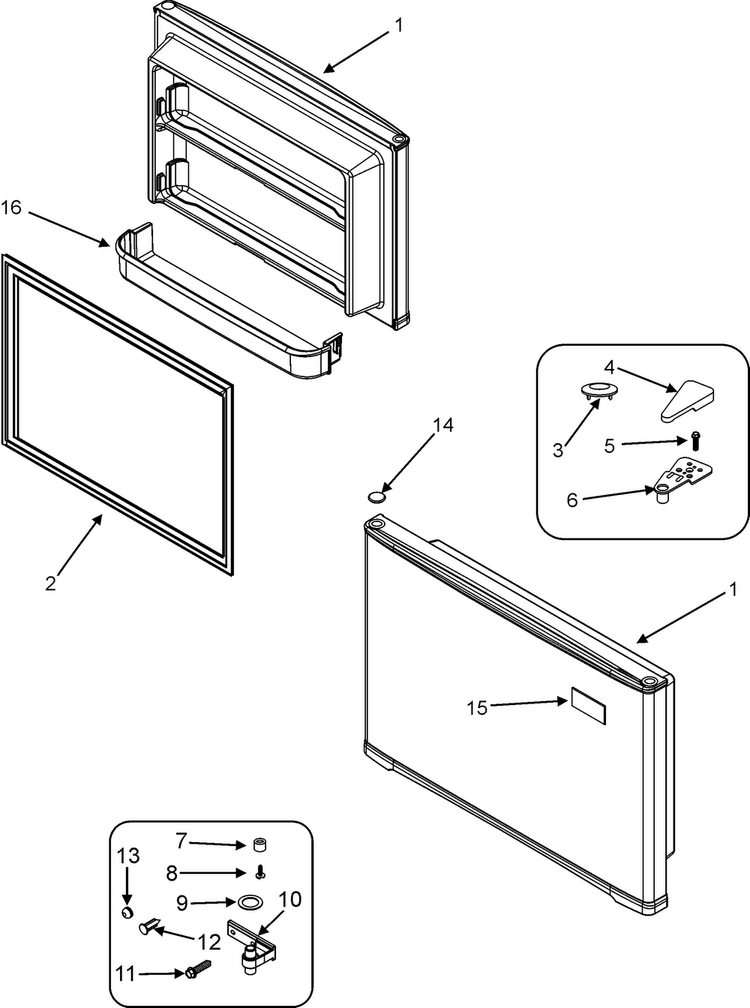 Freezer Door Diagram and Parts List for PTB1826ARW  Maytag Refrigerator