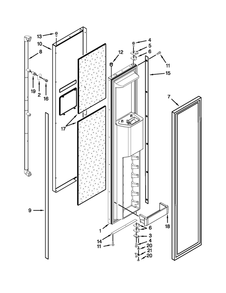 Freezer Door Parts Diagram and Parts List for JS42PPDUDB15  Jenn-Air Refrigerator