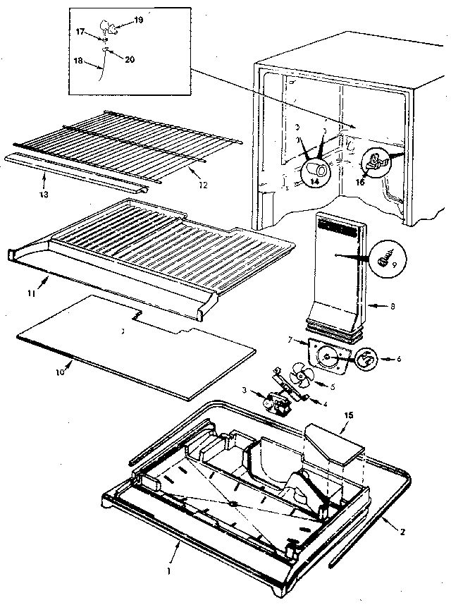Freezer Compartment Diagram and Parts List for JRT1215B M9C67B Jenn-Air Refrigerator