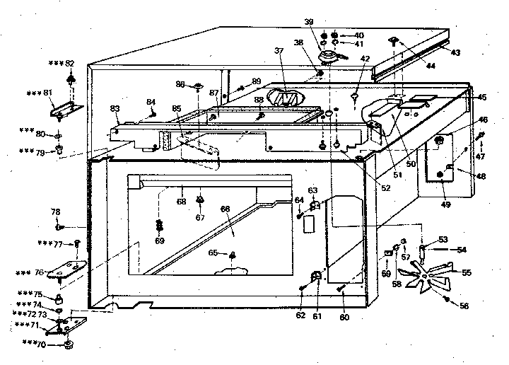 Oven Assembly Diagram and Parts List for 5629907310  Kenmore Microwave