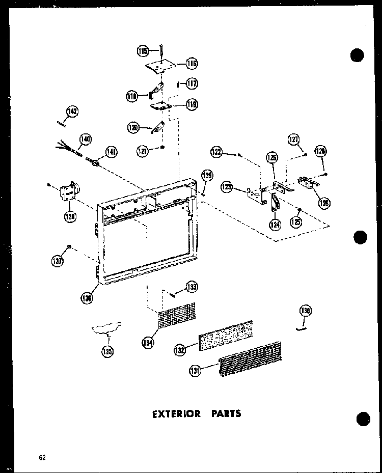 Exterior Parts Diagram and Parts List for RC-7PB P71300-1M Amana Microwave