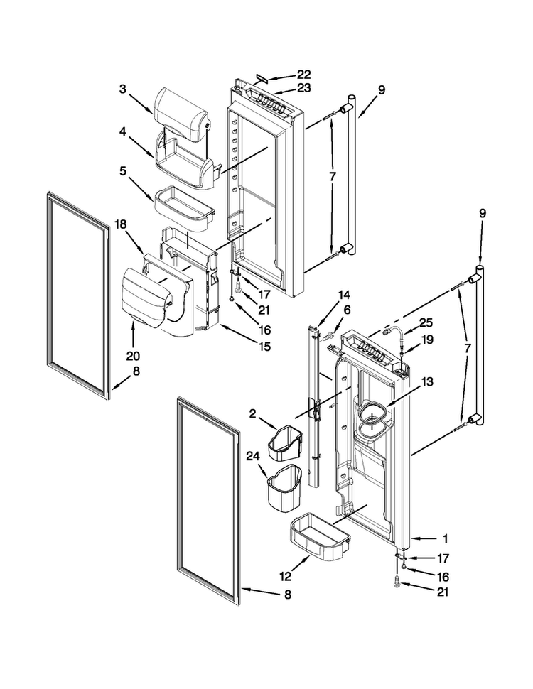 Refrigerator Door Parts Diagram and Parts List for JFI2089WES9  Jenn-Air Refrigerator