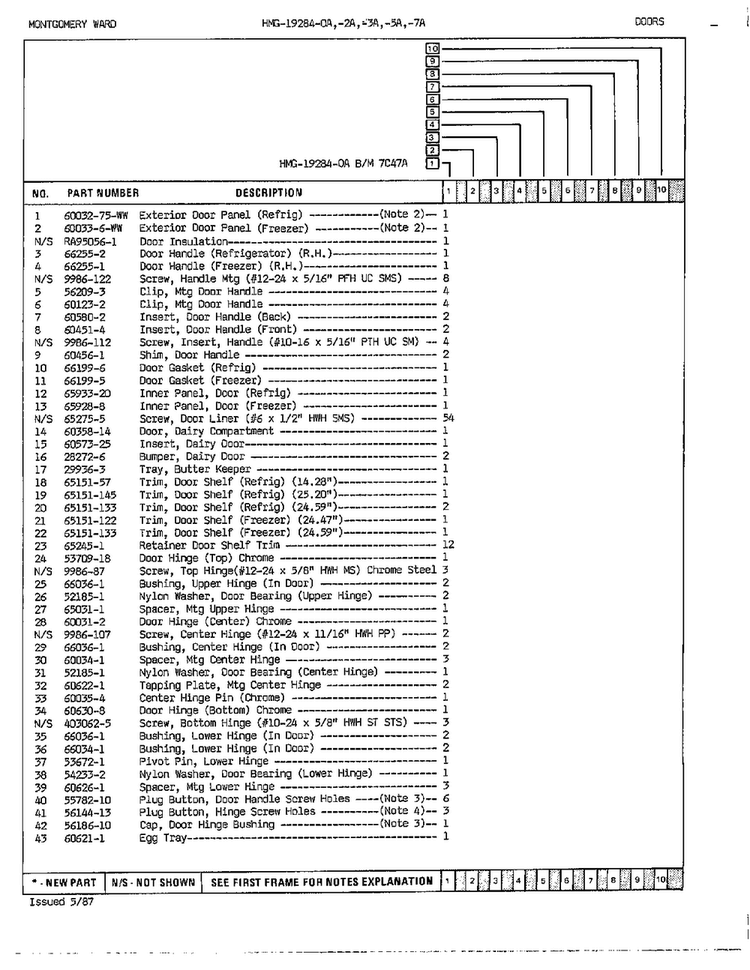 Doors/misc Page 2 Diagram and Parts List for 19284A  Admiral Refrigerator