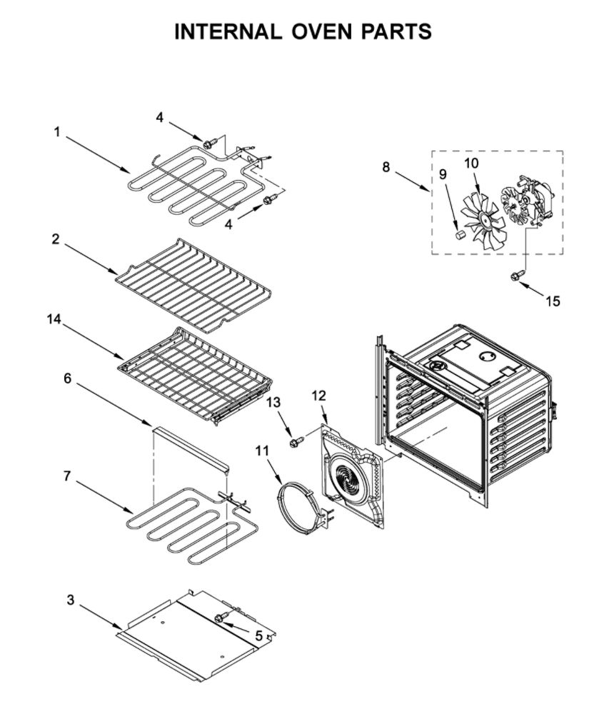 Internal Oven Parts Diagram and Parts List for MEW9627FZ04  Maytag Wall Oven