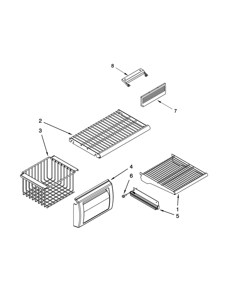 Freezer Shelf Parts Diagram and Parts List for JS42PPDUDB20  Jenn-Air Refrigerator