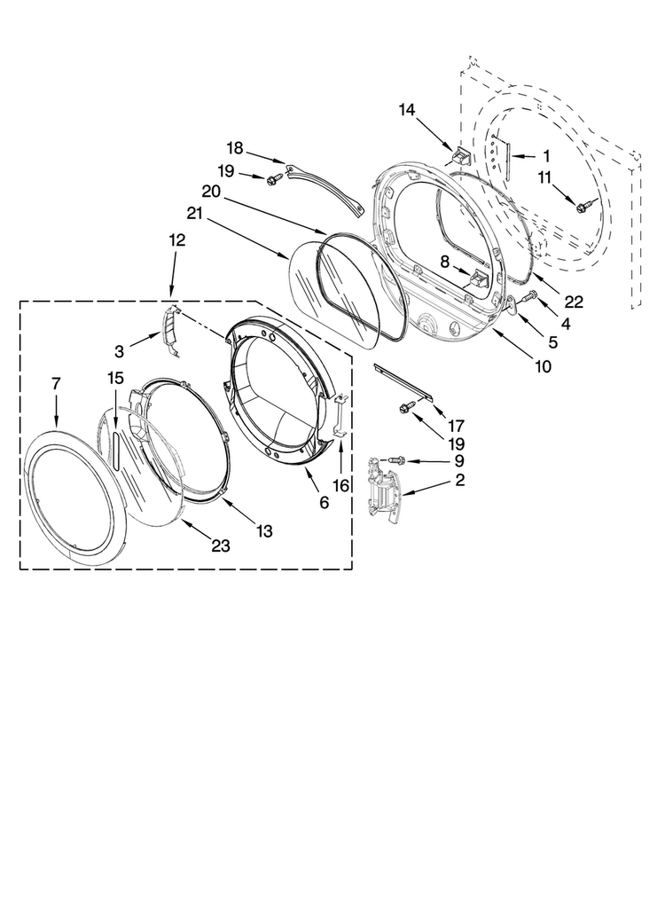Door Parts, Optional Parts Diagram and Parts List for MEDE900VW0  Maytag Dryer
