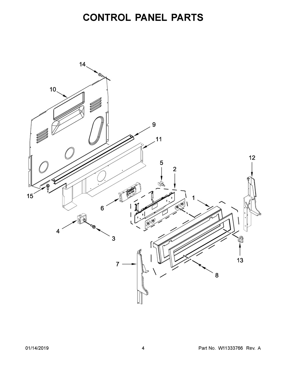 Control Panel Parts Diagram and Parts List for MER8800HK0  Maytag Range