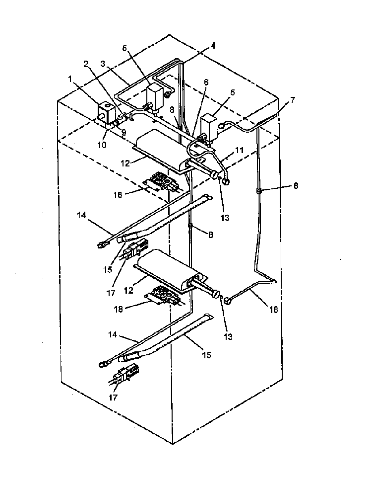 Gas Components Diagram and Parts List for AO27DG1-P1132525NB  Amana Wall Oven