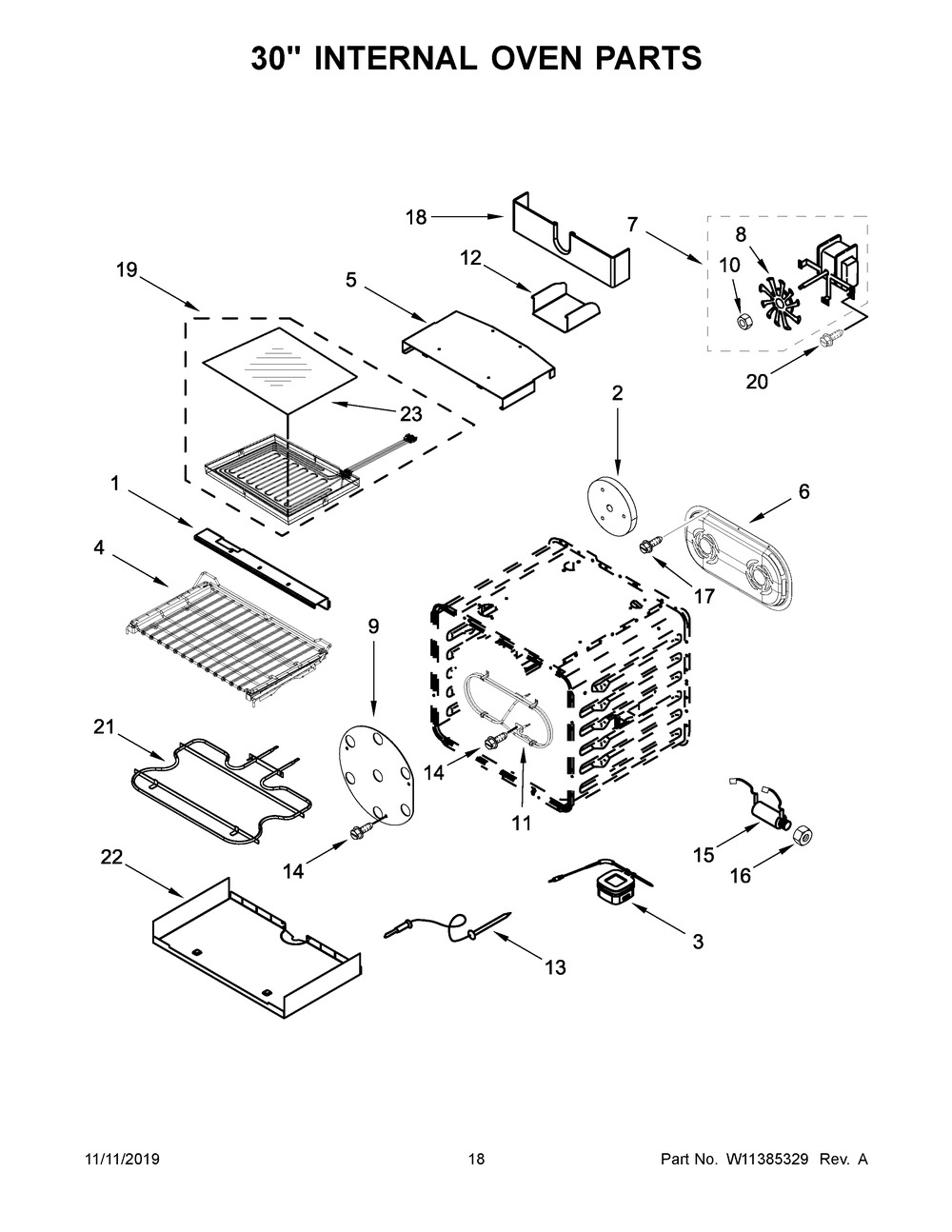 30" Internal Oven Parts Diagram and Parts List for JDSP548HL00  Maytag Range