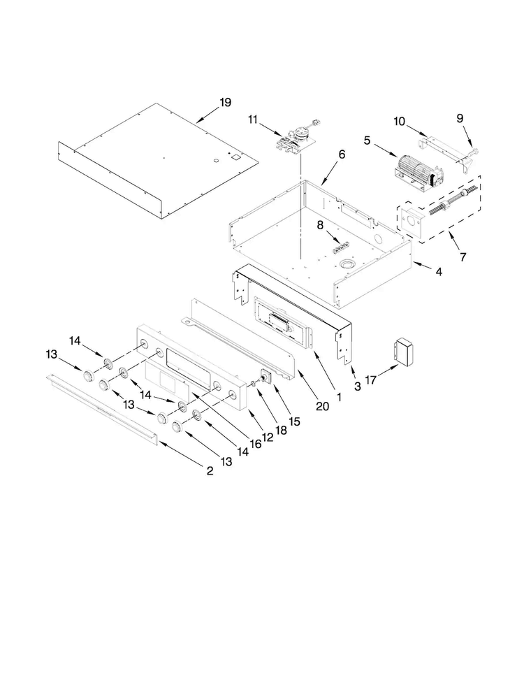 Control Panel Parts Diagram and Parts List for JJW9530DDP29  Jenn-Air Wall Oven