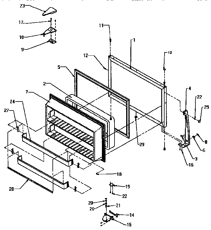 Freezer Door Diagram and Parts List for TSI18R2-P1182102W  Amana Refrigerator