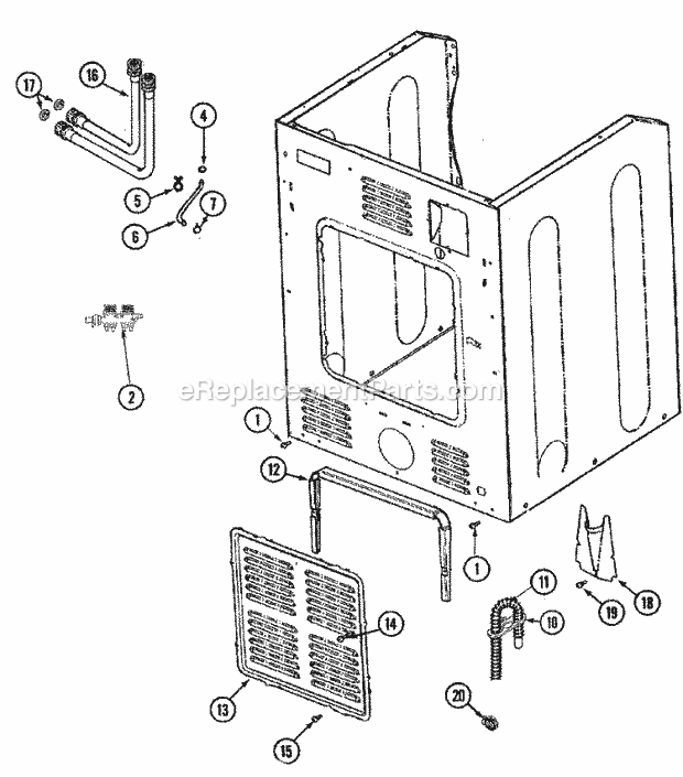 CABINET - REAR Diagram and Parts List for MAH6500AWW  Maytag Washer