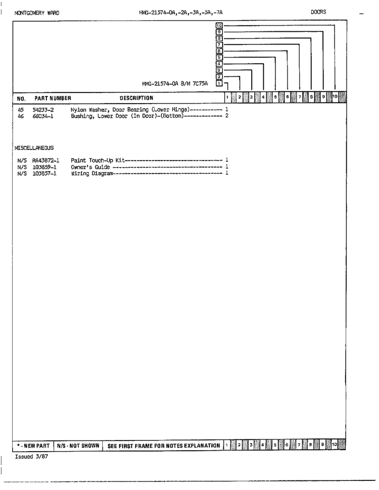 Doors Page 3 Diagram and Parts List for 21574A  Admiral Refrigerator