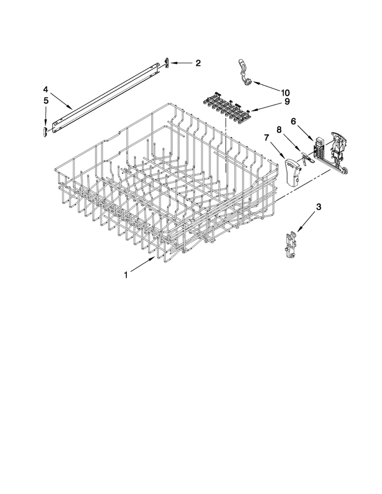 Upper Rack And Track Parts Diagram and Parts List for MDB8959AWB4  Maytag Dishwasher